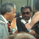 Payne interviews Nelson Mandela on his first day out of a 27-year imprisonment in the backyard of his home in Soweto, just outside of Johannesburg, South Africa. (Courtesy of Les Payne via Defense Visual Information Distribution Service.)